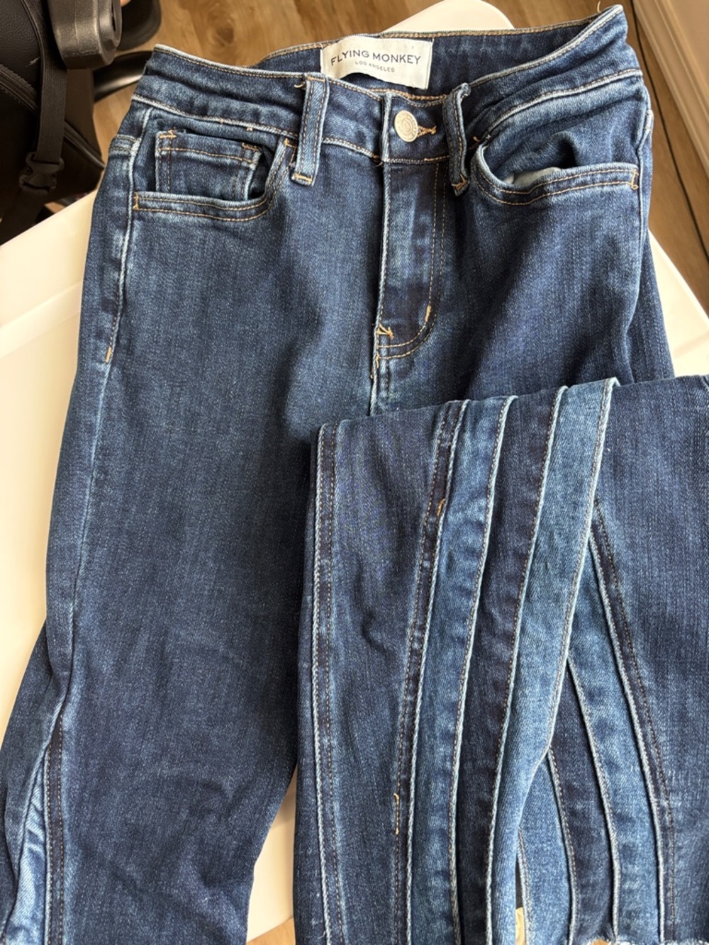 Flying Monkey Slim Fit Jeans in Dark Blue Denim